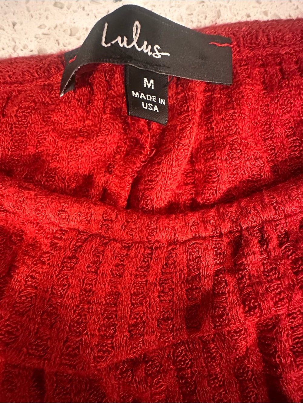 Lulu's Red Textured Long-Sleeve Cropped Tee - Picture 3 of 3